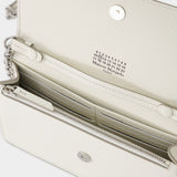 Large Chain Wallet in White Leather