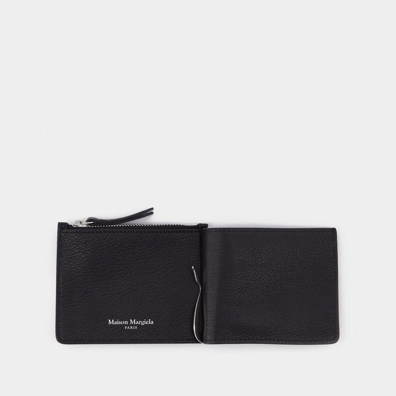 Bifold Wallet With C in Black Leather