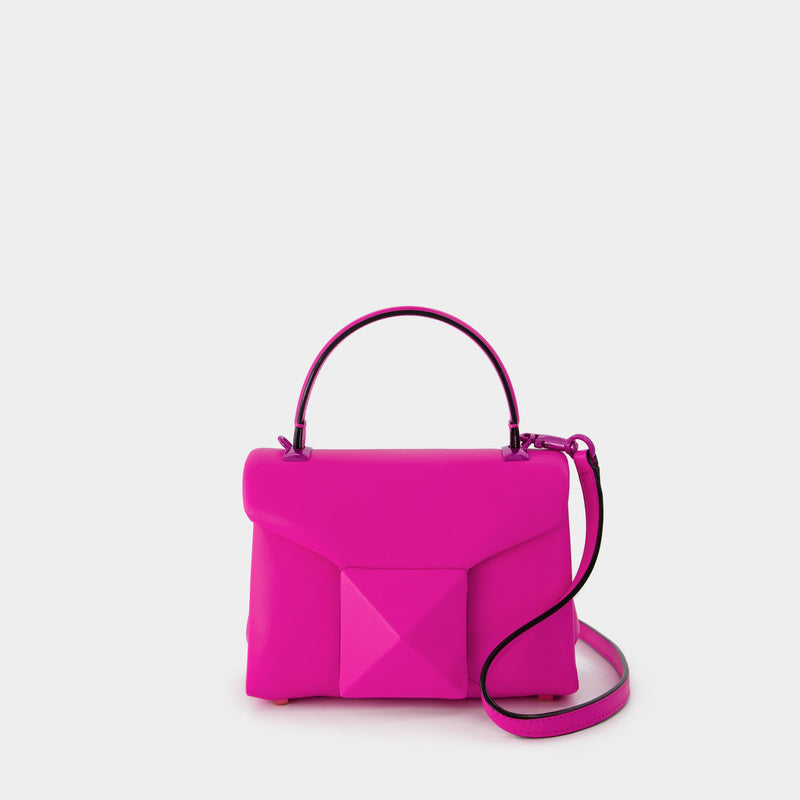 One Stud Mini Top Handle Bag in Pink Leather