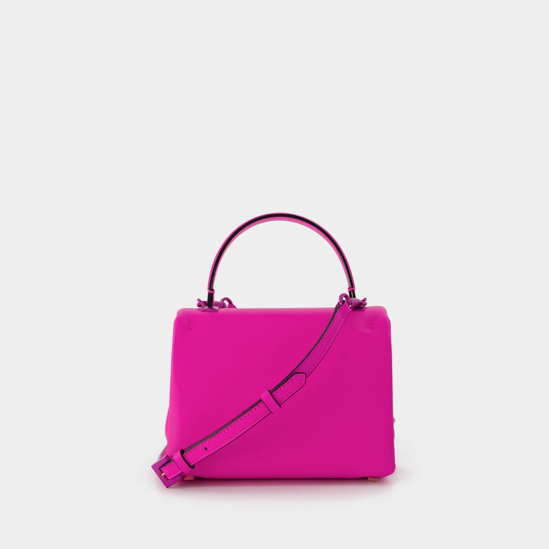 One Stud Mini Top Handle Bag in Pink Leather