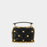 Roman Stud Medium Hobo Bag - Valentino Garavani - Black - Leather