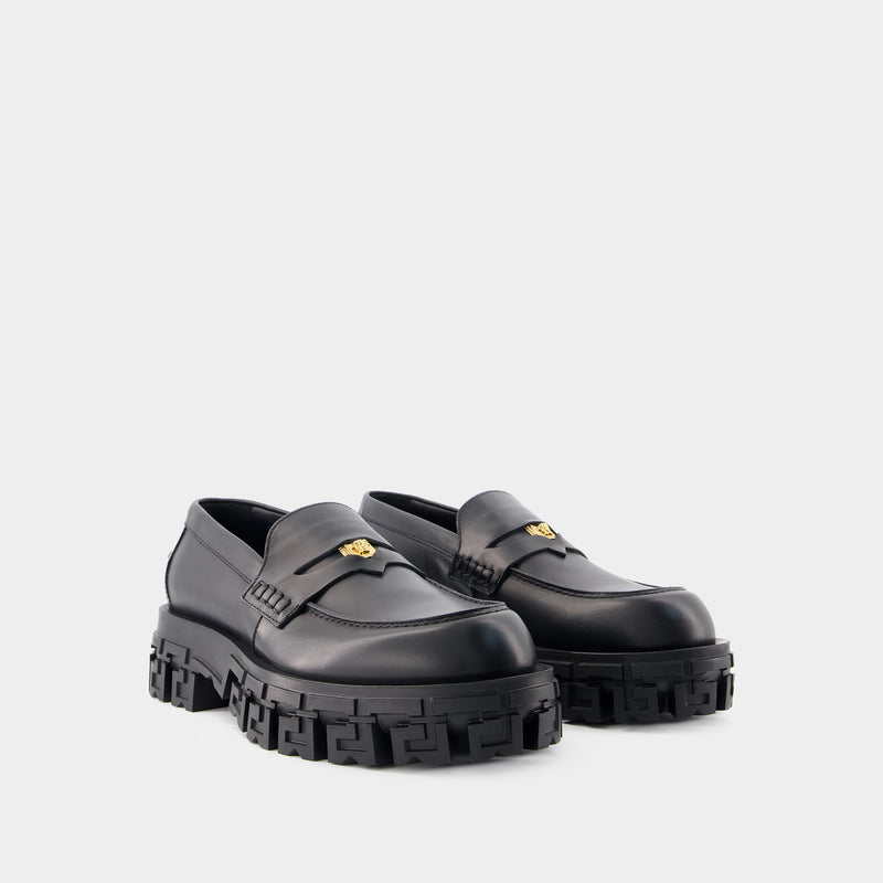 Loafers - Versace - Leather - Black