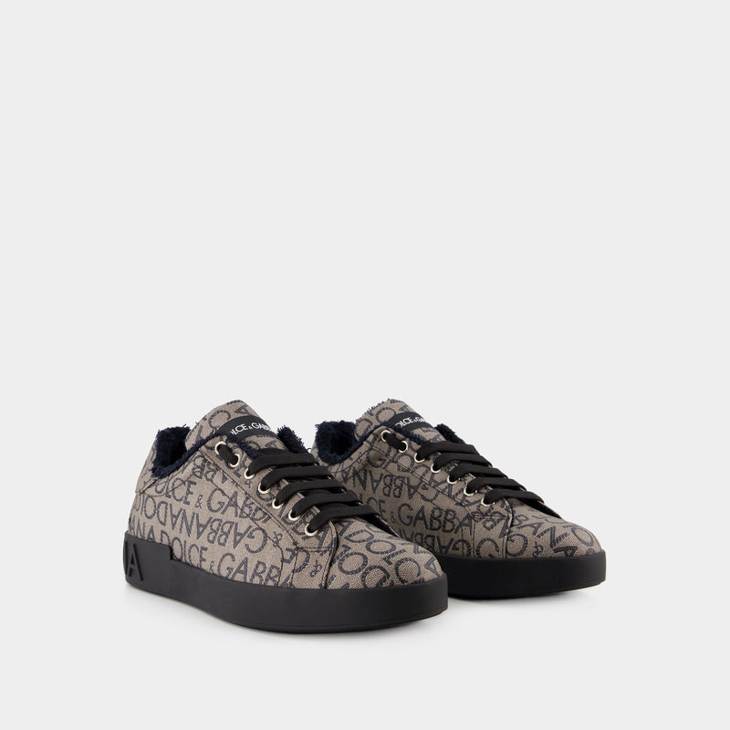 Bassa Sneakers - Dolce & Gabbana - Brown/Blue - Jacquard