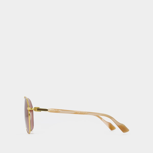 Gg1220S Sunglasses - Gucci  - Gold/Brown - Metal