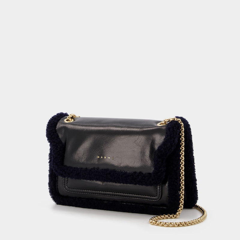 Trunk Envelope Chain Bag in Black Leather