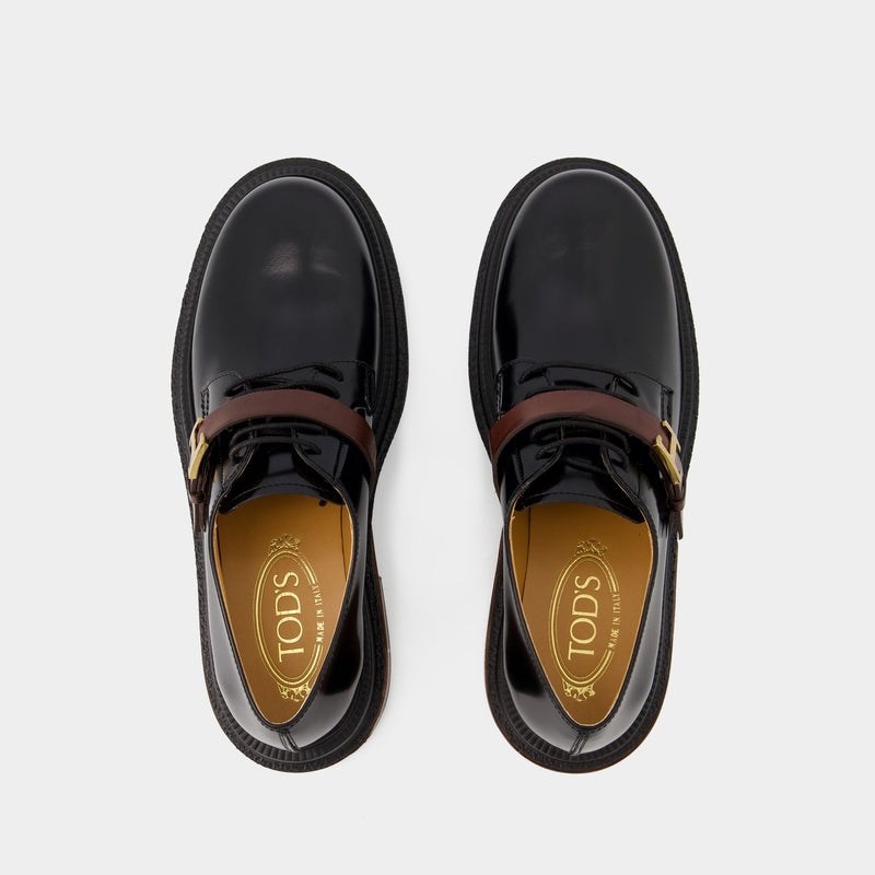 Gomma Allacciata Cinturino Loafers - Tod's - Leather - Black