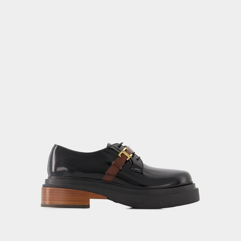 Gomma Allacciata Cinturino Loafers - Tod's - Leather - Black