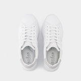 Rebel H564 Allacciato Sneakers in White Leather