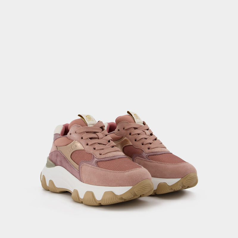 Hyperactive Allacciato Sneakers in Pink Leather