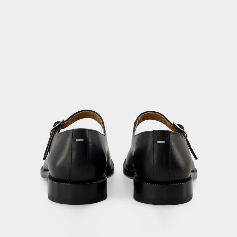 Mary Jane Tabi Flat Shoes - Maison Margiela - Black - Leather
