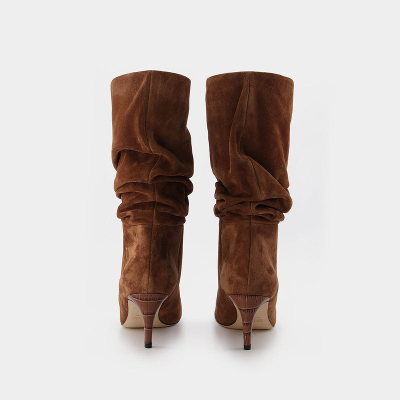 Slouchy Boot in Brown Leather