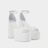 Tatiana Platform Sandals - Paris Texas - White - Leather