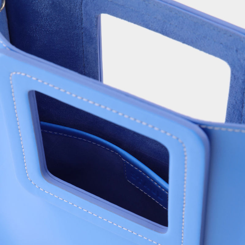 Shirley Tall Leather Tote Bag in Blue Leather