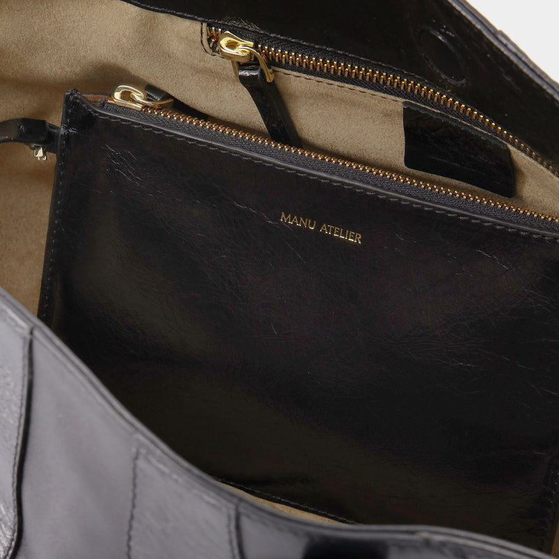 Manu Carry Bag in Black Leather