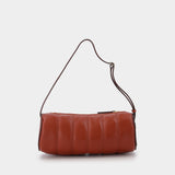 Padded Cylinder Bag in Red Leather