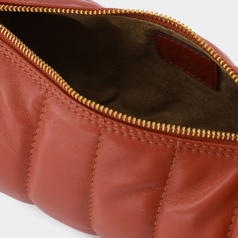 Padded Cylinder Bag in Red Leather