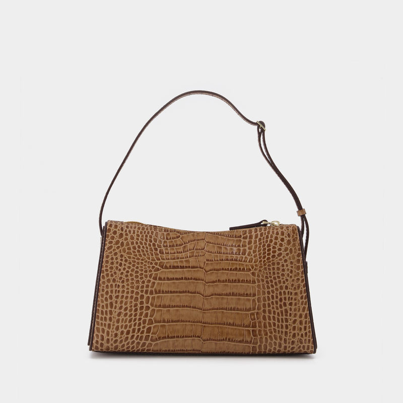 Prism Bag in Brown Croc-Embossed Leather