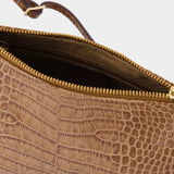 Prism Bag in Brown Croc-Embossed Leather