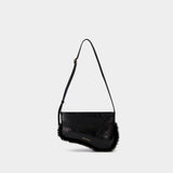Mini Curve Bag in Black Leather
