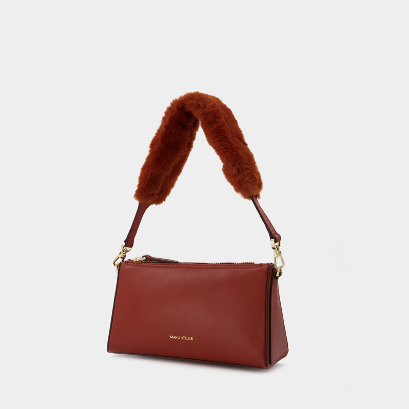 Mini Prism Bag in Redbole Leather/Faux Fur