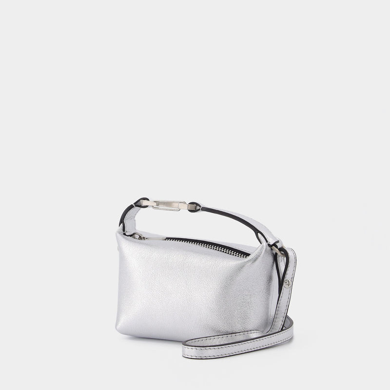 Tiny Moon Bag in Silver Leather