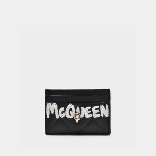 Card Holder in Black Leather Calfskin