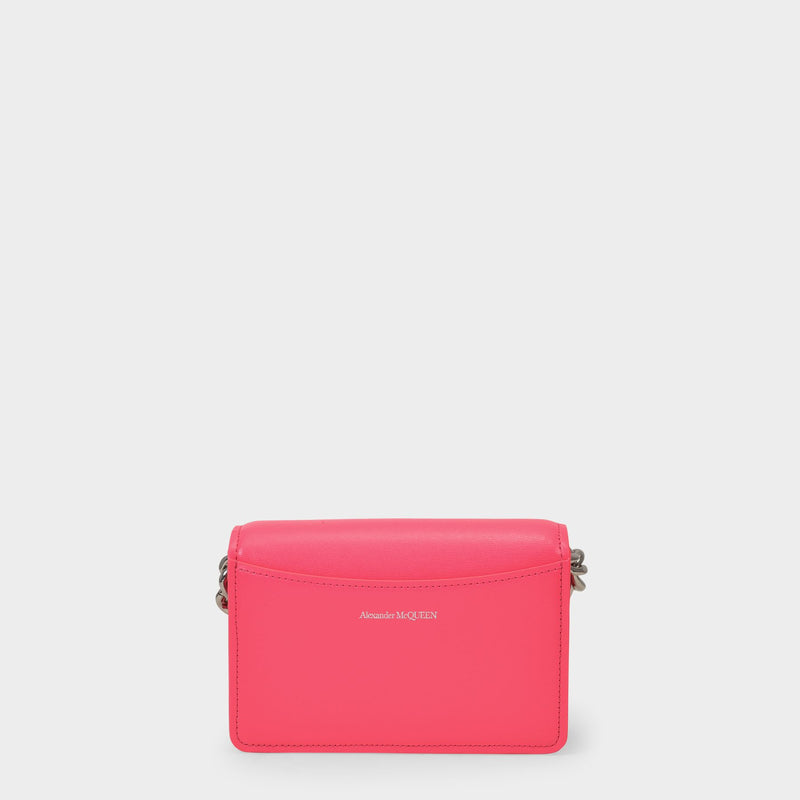Mini Four Ring Chain Bag in Pink Leather