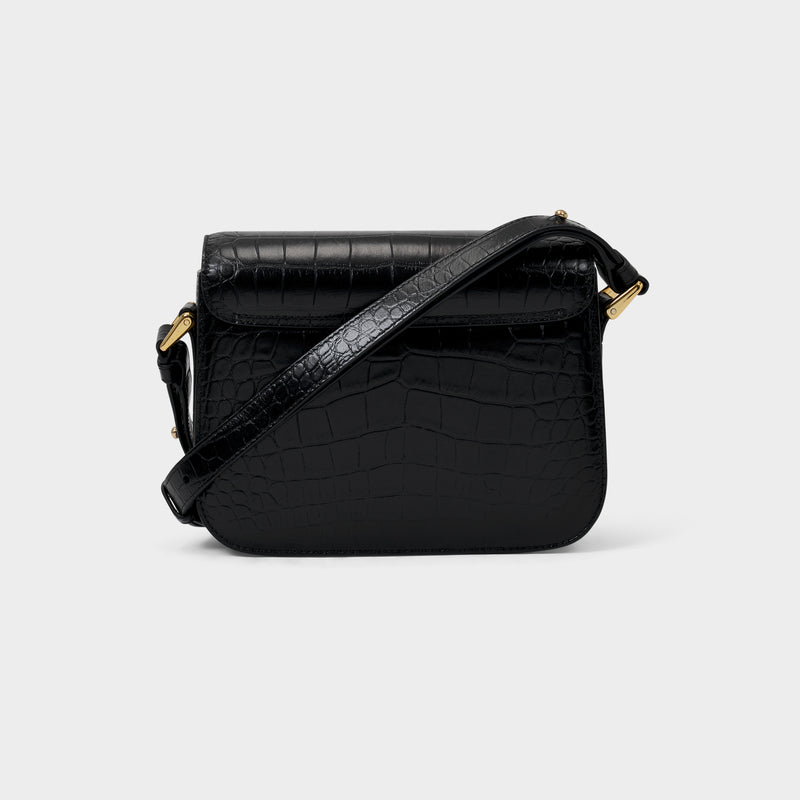 Grace Small Bag in Black Crocodile Effect Leather