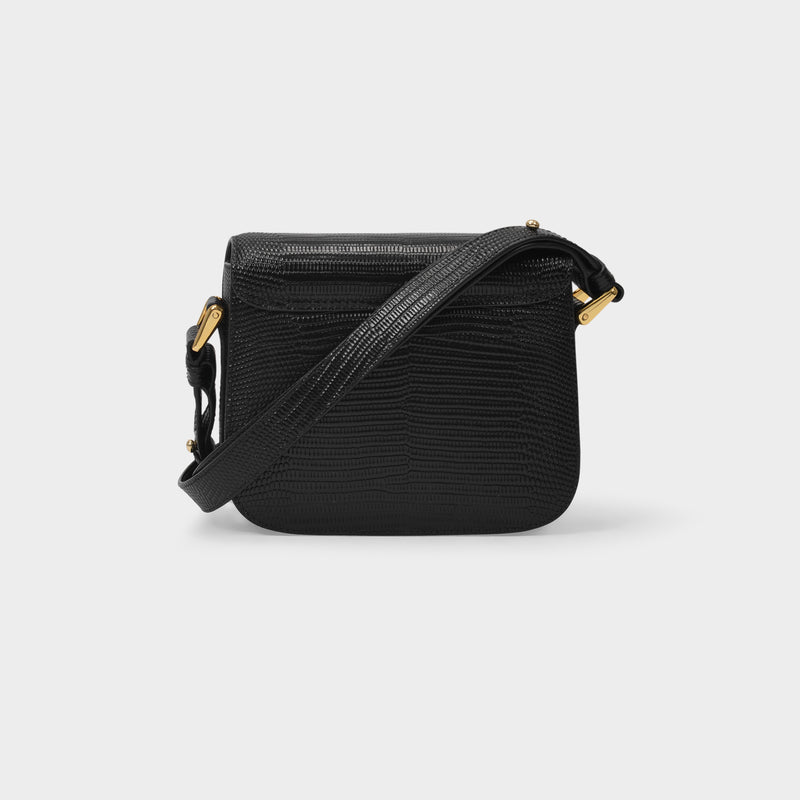 Grace Mini Bag in Black Crocodile Effect Leather