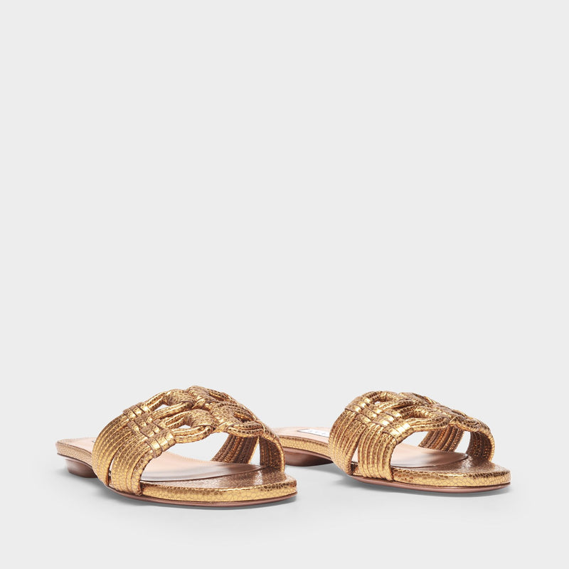 Noah Slide in Gold Leather