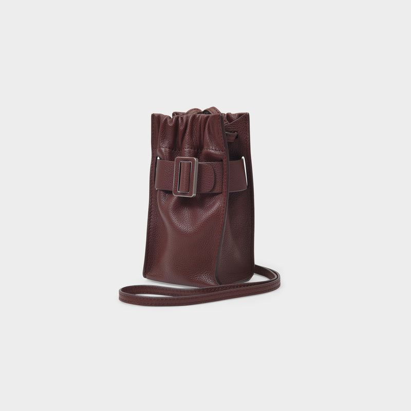 Phone Scrunchy Soft Bag In Dark Brown Leather