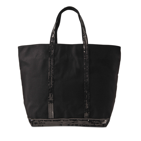 Black Canvas and Sequin Tote L + Zip
