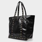 Cabas Large Bag in Black Cracked Leather