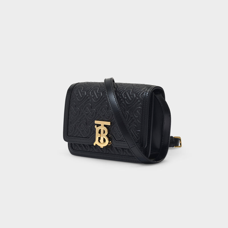 Shoulderbag Mn Tb in Quilted Black Leather