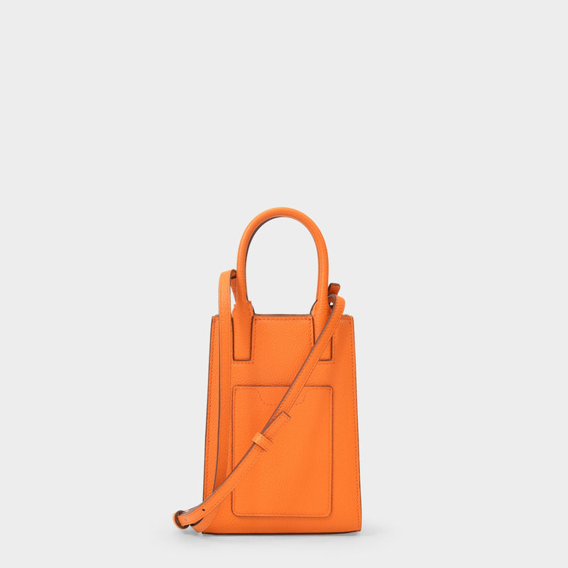 TB Phone Tote Bag in Orange Leather