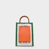 Casa Tote Bag in Green and Orange Canvas