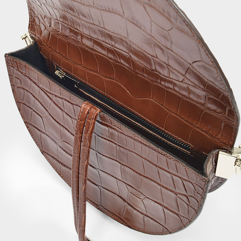 Saddle Hobo Bag - Chylak - Caramel Glossy  - Croc Embossed Leather