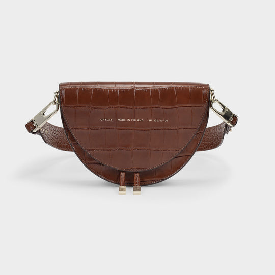 Saddle Hobo Bag - Chylak - Caramel Glossy  - Croc Embossed Leather