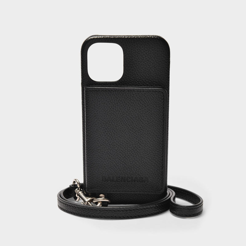 IPhone 11 Pro Max Bag Mini in Black Grained Leather