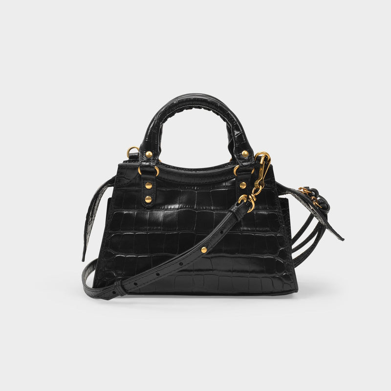 Neo Classic City Mini Bag in Black Crocodile Embossed Leather