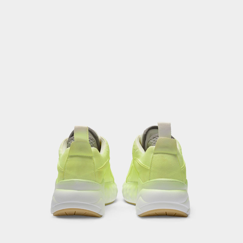 Manhattan Overdyed Sneakers In Fluo Yellow Leather