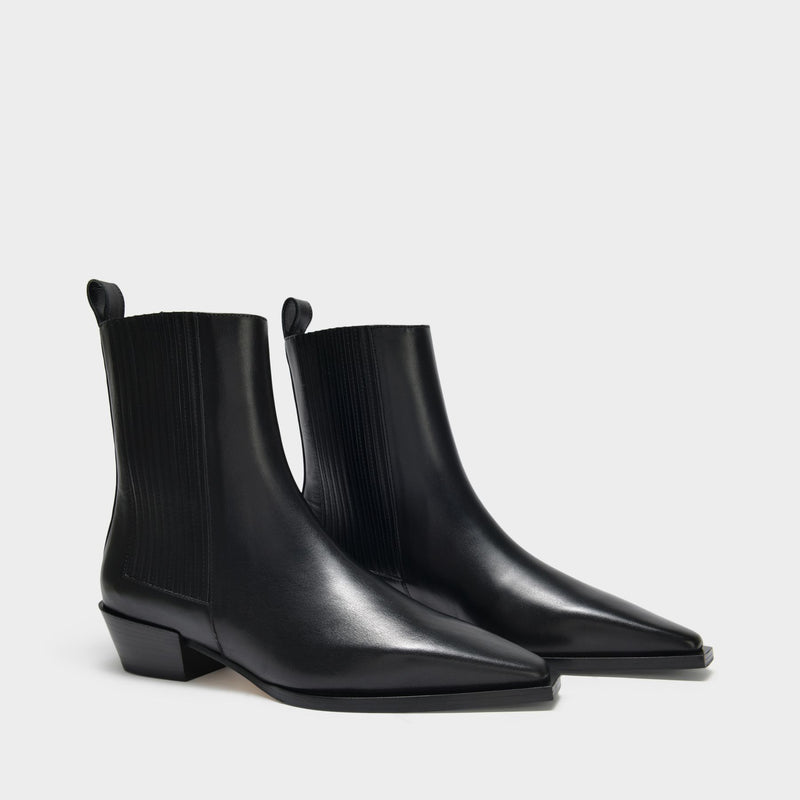 Belinda Ankle Boots in Black Smooth Leather