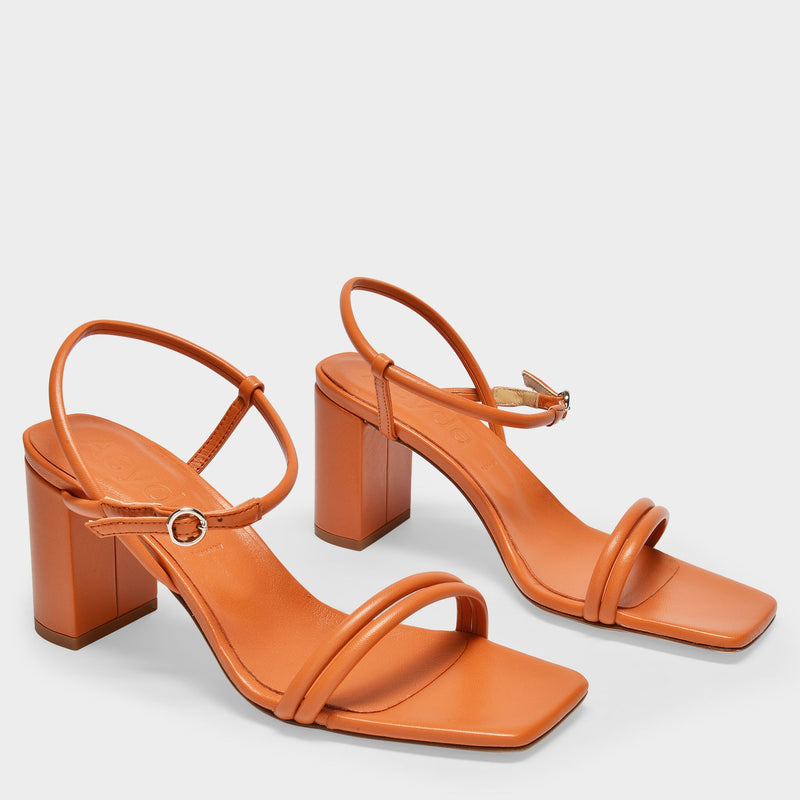 Helene Nappa Sandals in Brown Leather
