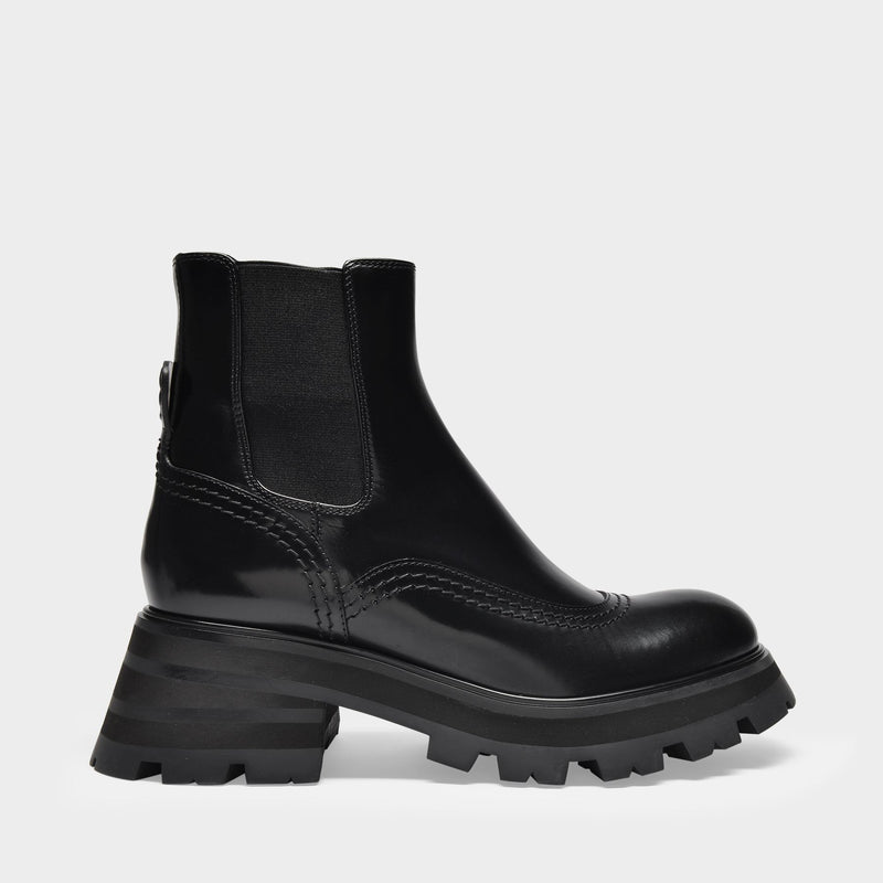 Upper and Ru Ankle Boots in Black Leather
