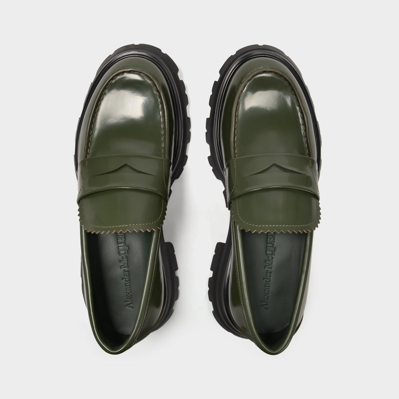 Upper and Ru Loafers in Khaki Leather