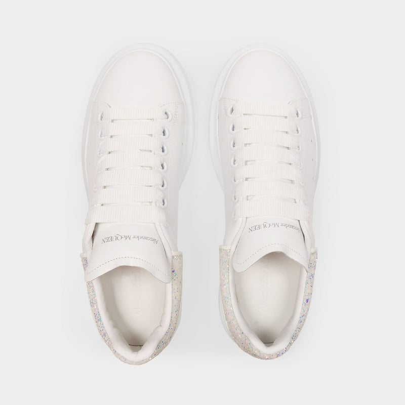 Oversized Sneakers in White Leather