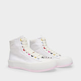 Deck High Sneakers in White Canvas