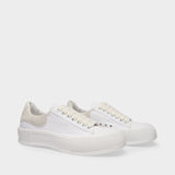 Deck Sneakers in White Canvas