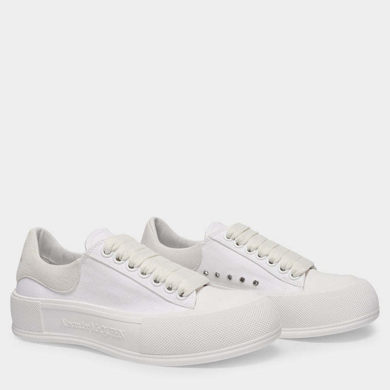 Deck Sneakers in White Canva
