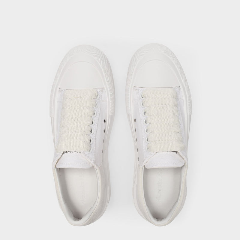 Deck Sneakers in White Canva